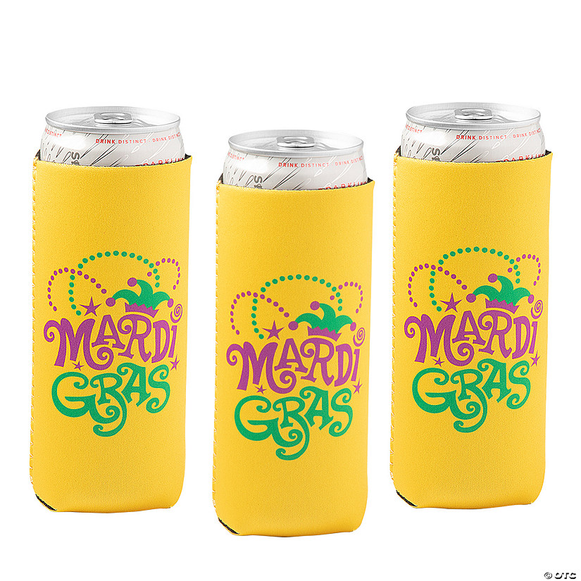 Premium Mardi Gras Slim Fit Can Coolers Image