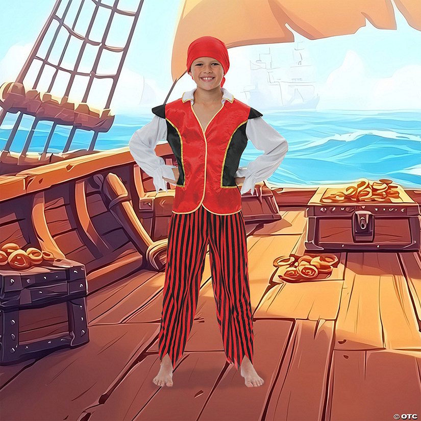 Red and Black Pirate Boy Child Halloween Costume - Medium Image