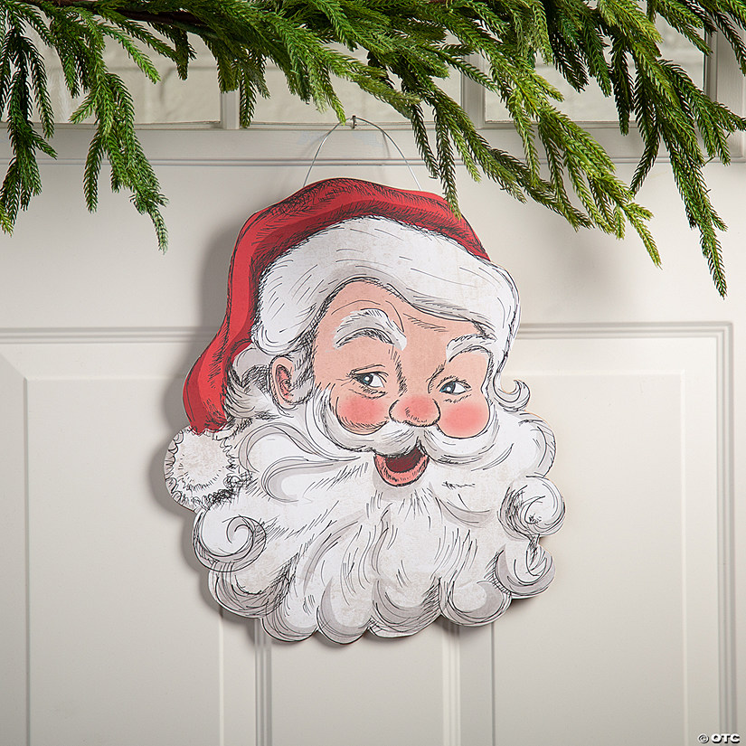 Retro Vintage 1950s-Style Santa Door Sign Image
