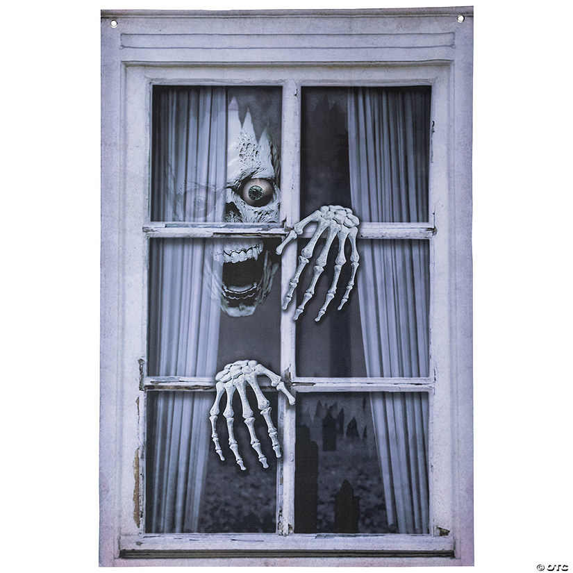 Scary Skeleton Halloween Window Decoration - 46&quot; Image