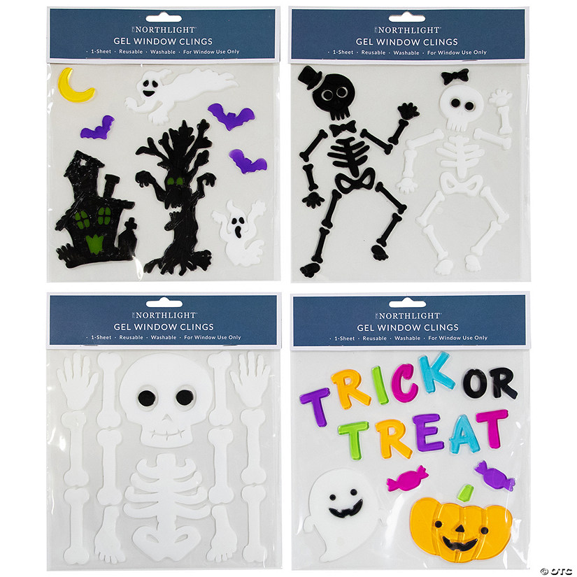 Set of 4 Double Sided Halloween Gel Window Clings Image