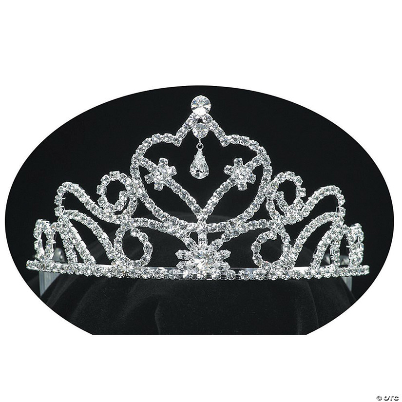 Silver Rhinestone 3" Rounded Peak Tiara - Standard Image