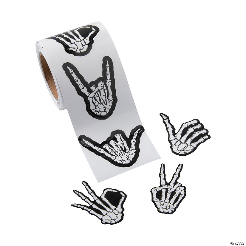 Skeleton Hands Sticker Roll - 100 Pc. Image