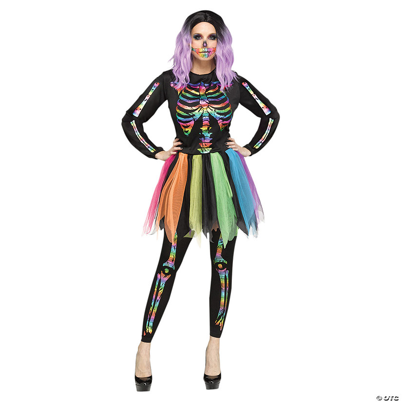 Skeleton Rainbow Foil Adult Costume Image