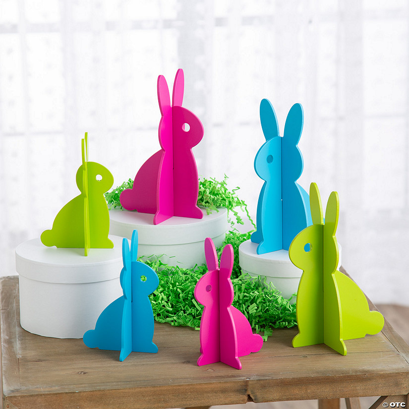 Slotted Wood Easter Bunny Tabletop Decorations - 6 Pc. Image