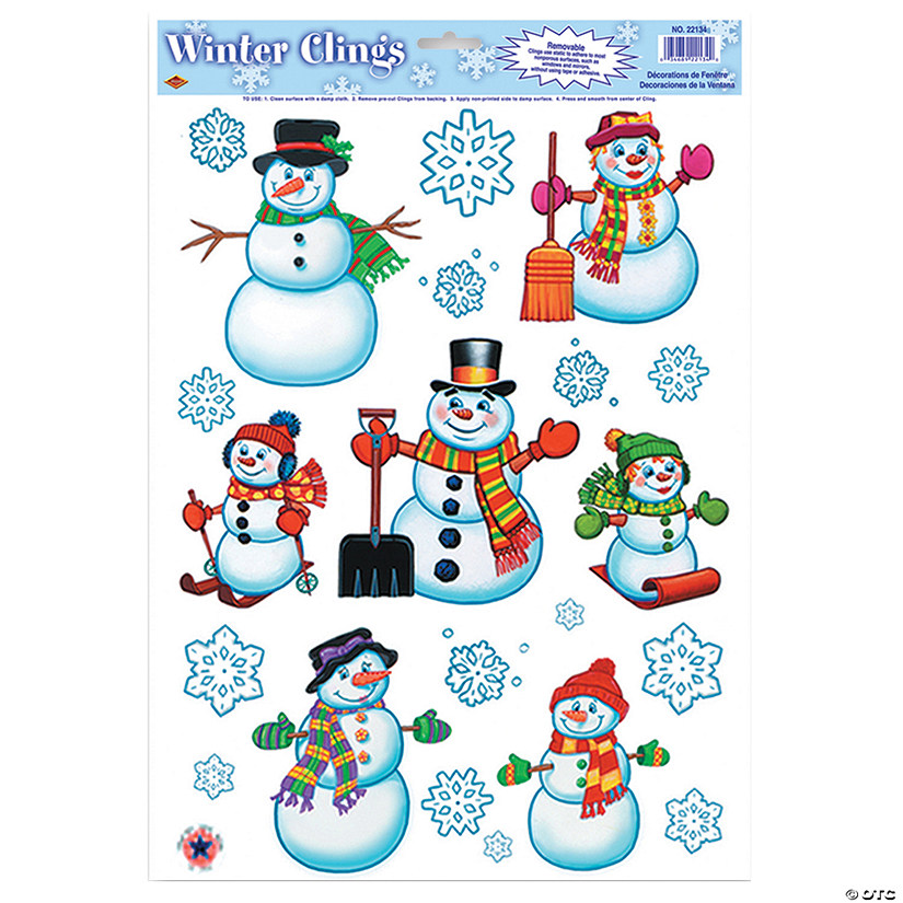 Snowman And Snowflake Window Clings Image