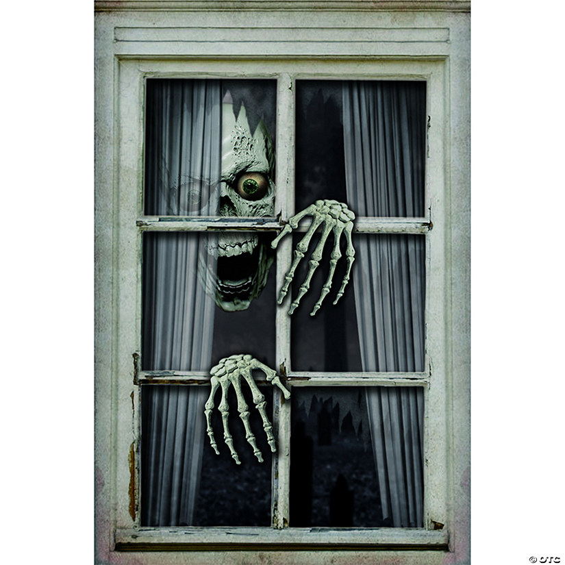 Spooky Skull and Hand Window Decoration Image