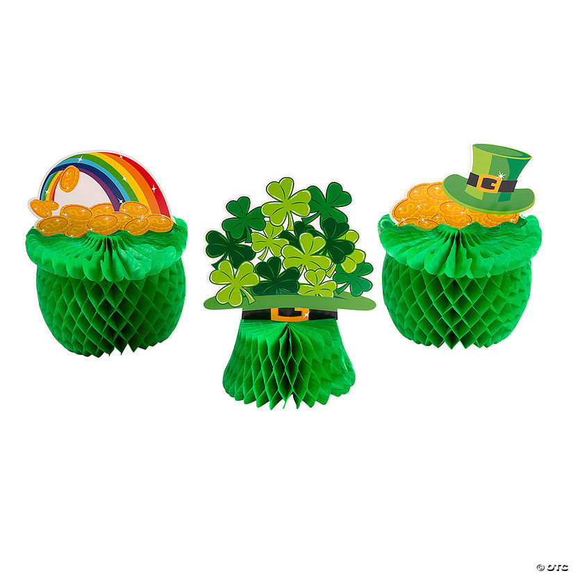 St. Patrick&amp;#8217;s Day Honeycomb Centerpieces - 3 Pc. Image