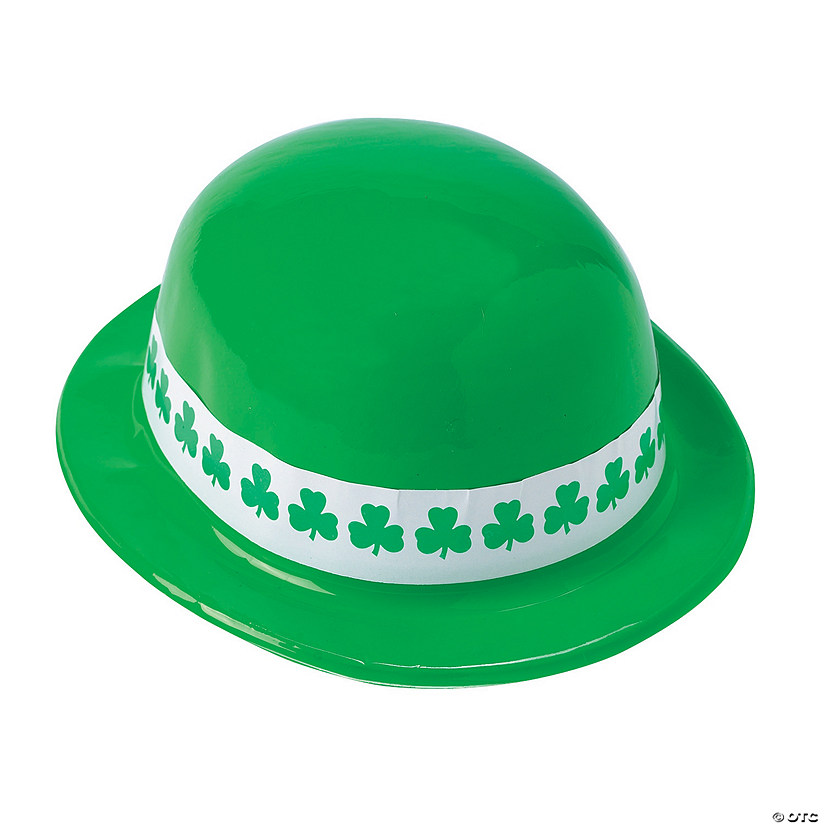 St. Patrick's Day Neon Green Shamrock Band Derby Hats - 12 Pc. Image
