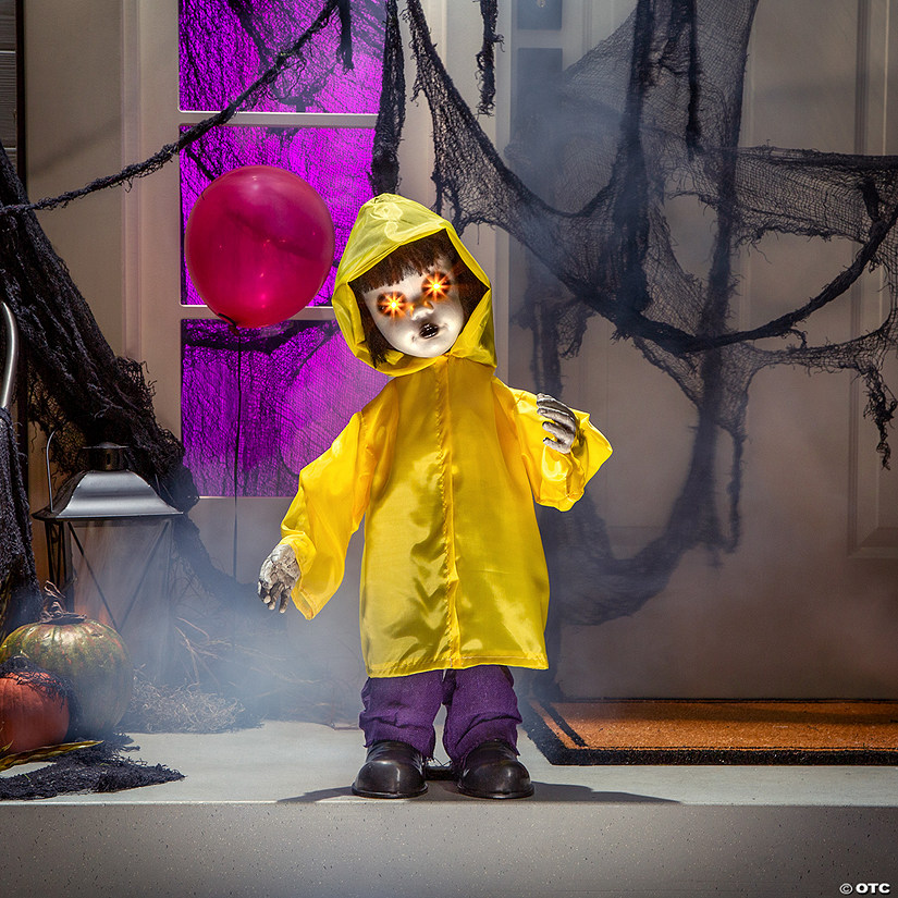Standing Doll in Raincoat Halloween Decoration Image