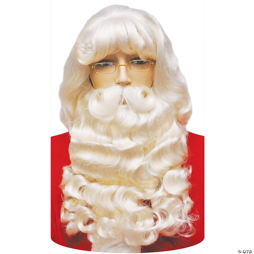 Supreme Extra Large Santa Wig &amp; Beard Set with Separate Handmade Mustache 007EX Image