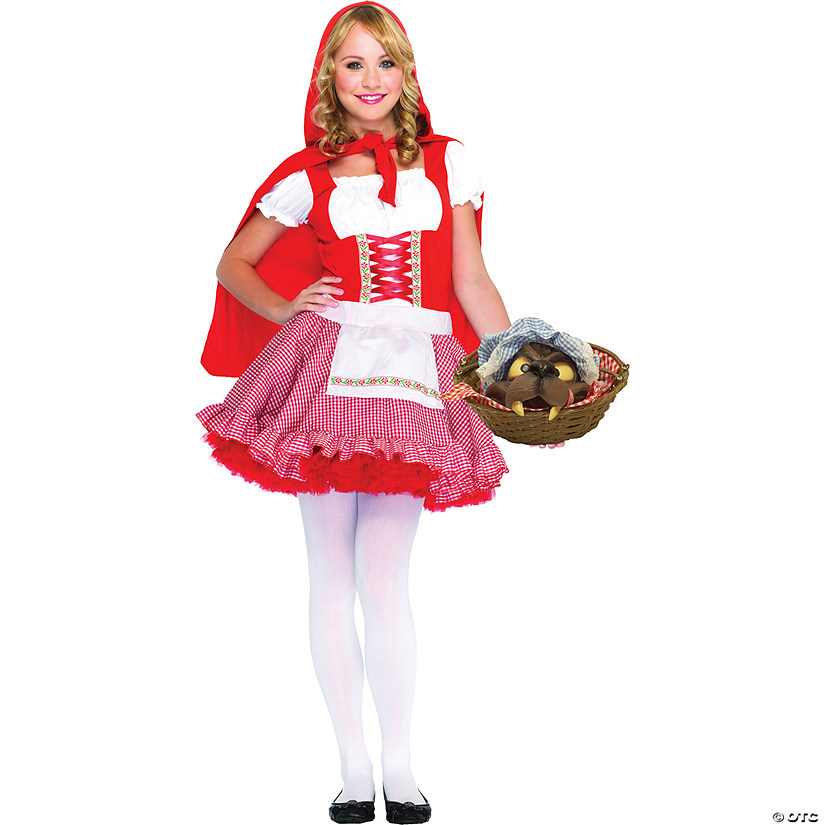 Teen Girl&#8217;s Lil&#8217; Miss Red Riding Hood Costume Medium Large 12-14 Image