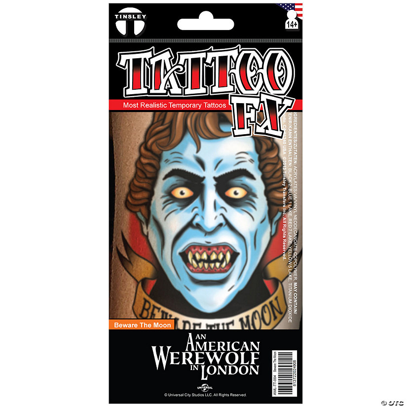 Tinsley Transfers An American Werewolf in London&amp;#8482; Beware the Moon Temporary Tattoo Image