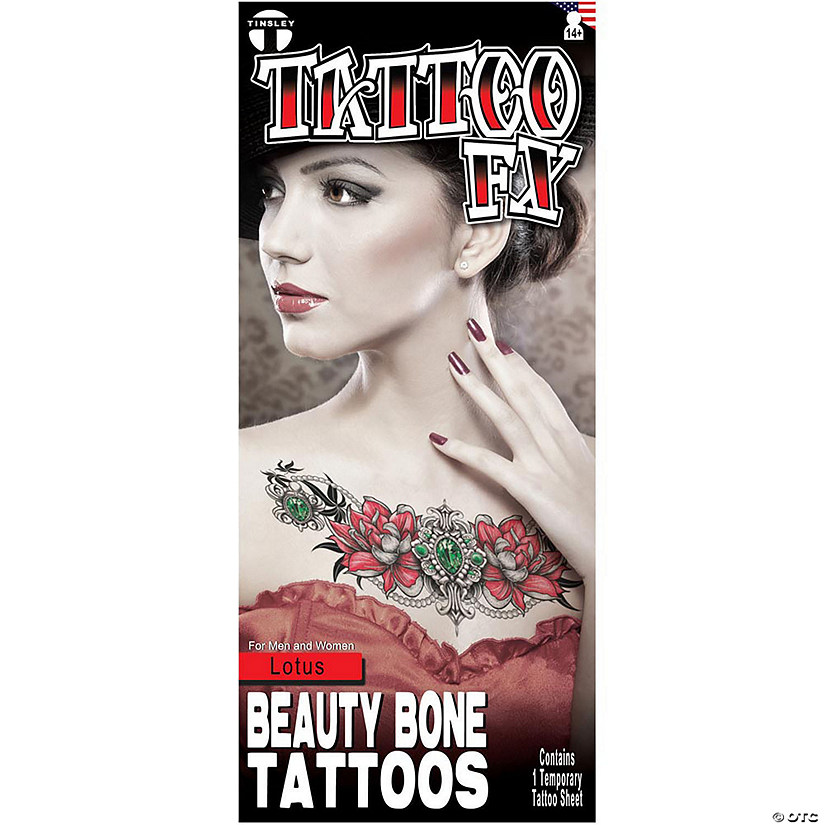 Tinsley Transfers Beauty Bone Lotus Temporary Tattoo Image
