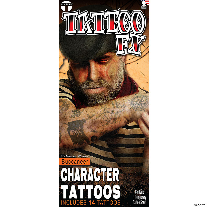 Tinsley Transfers Character Buccaneer Pirate Temporary Tattoos Image