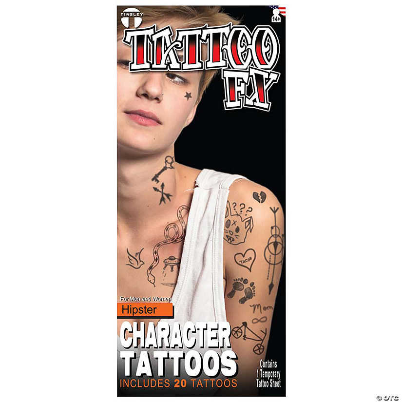 Tinsley Transfers Character Hipster Stick &amp; Poke Temporary Tattoos Image