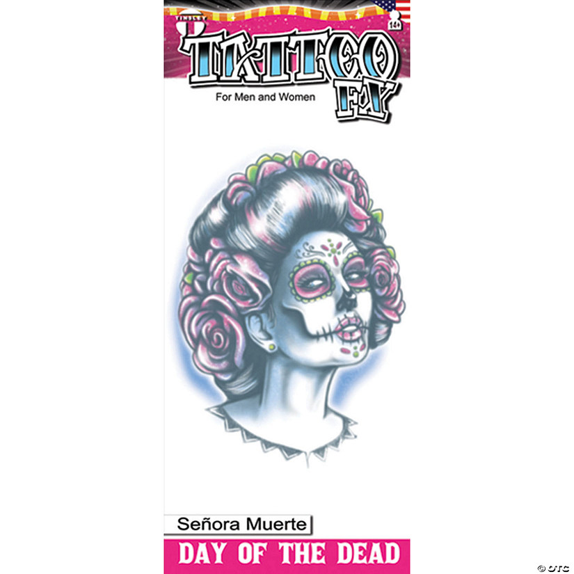 Tinsley Transfers Day of the Dead Se&amp;#241;ora Muerte Temporary Tattoo Image