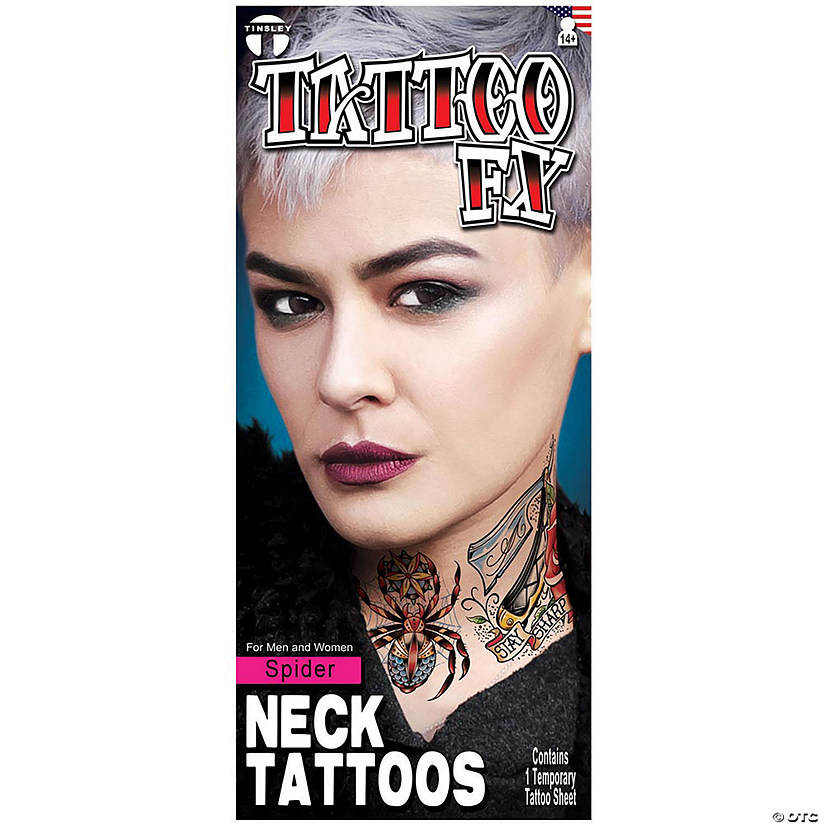 Tinsley Transfers Neck Tattoo Spider Temporary Tattoos Image