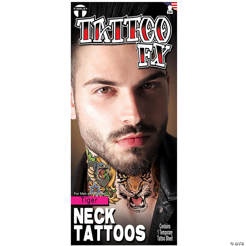 Tinsley Transfers Neck Tattoo Tiger Temporary Tattoos Image