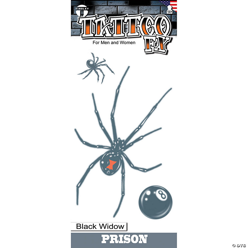 Tinsley Transfers Prison Black Widow Temporary Tattoos Image