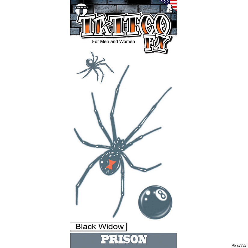 Tinsley Transfers Prison Black Widow Temporary Tattoo Image