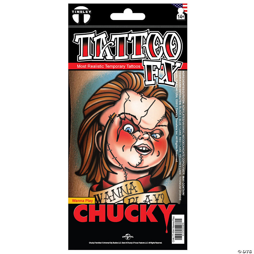 Tinsley Transfers Seed of Chucky&amp;#8482; Chucky Wanna Play Temporary Tattoo Image