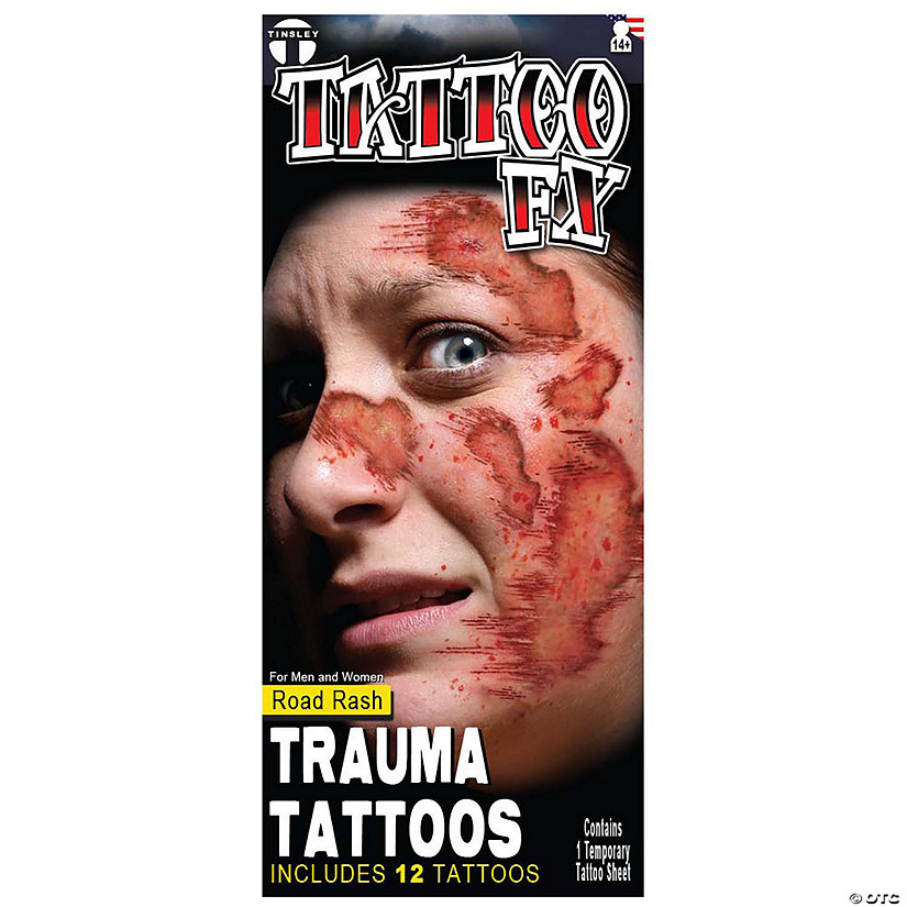 Tinsley Transfers Trauma Road Rash Temporary Tattoo Image
