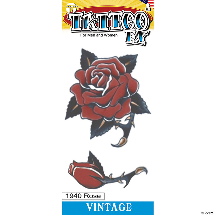 Tinsley Transfers Vintage 1940 Rose Temporary Tattoo Image