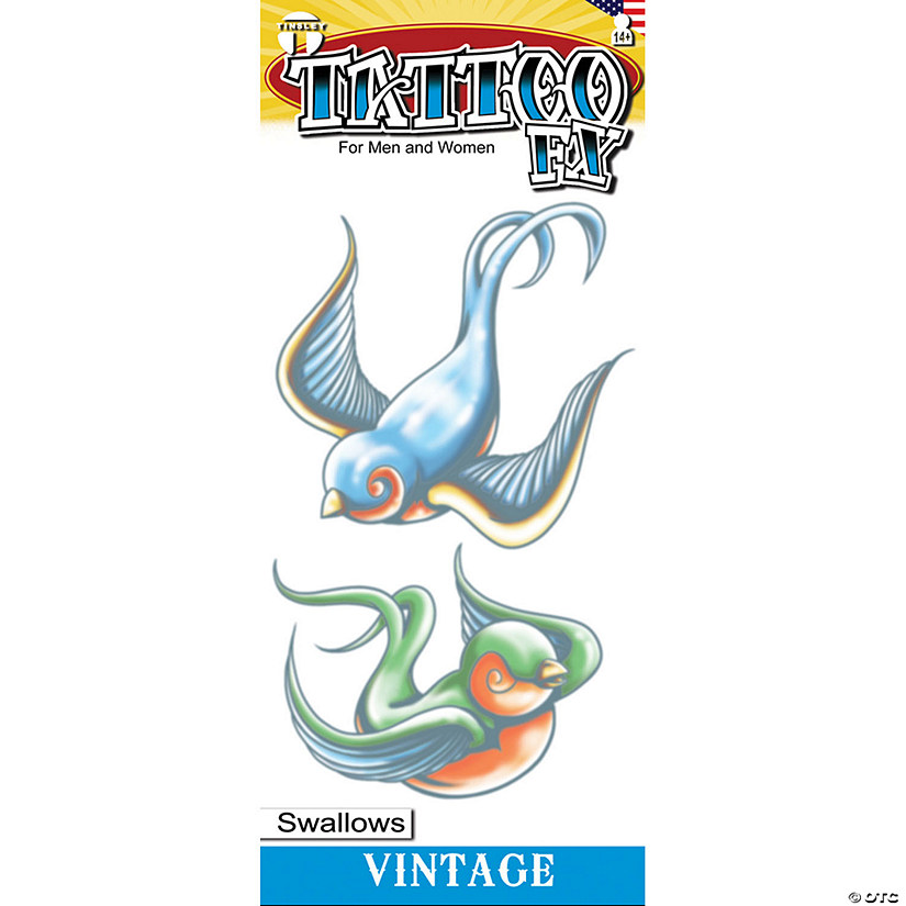 Tinsley Transfers Vintage Swallows Temporary Tattoos Image