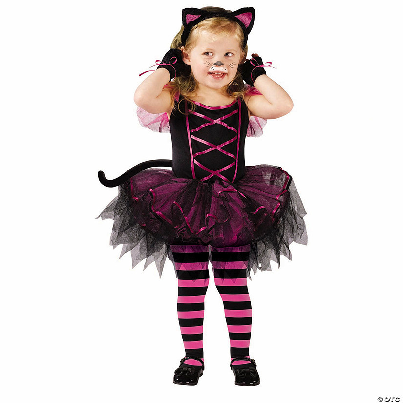 Toddler Black &amp; Pink Tutu Caterina Cat Costume Image