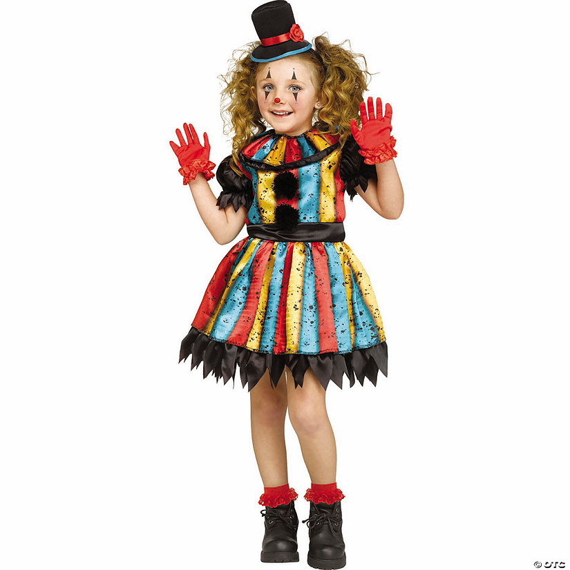 Toddler Colorful Carny Clown Dress Halloween Costume Image