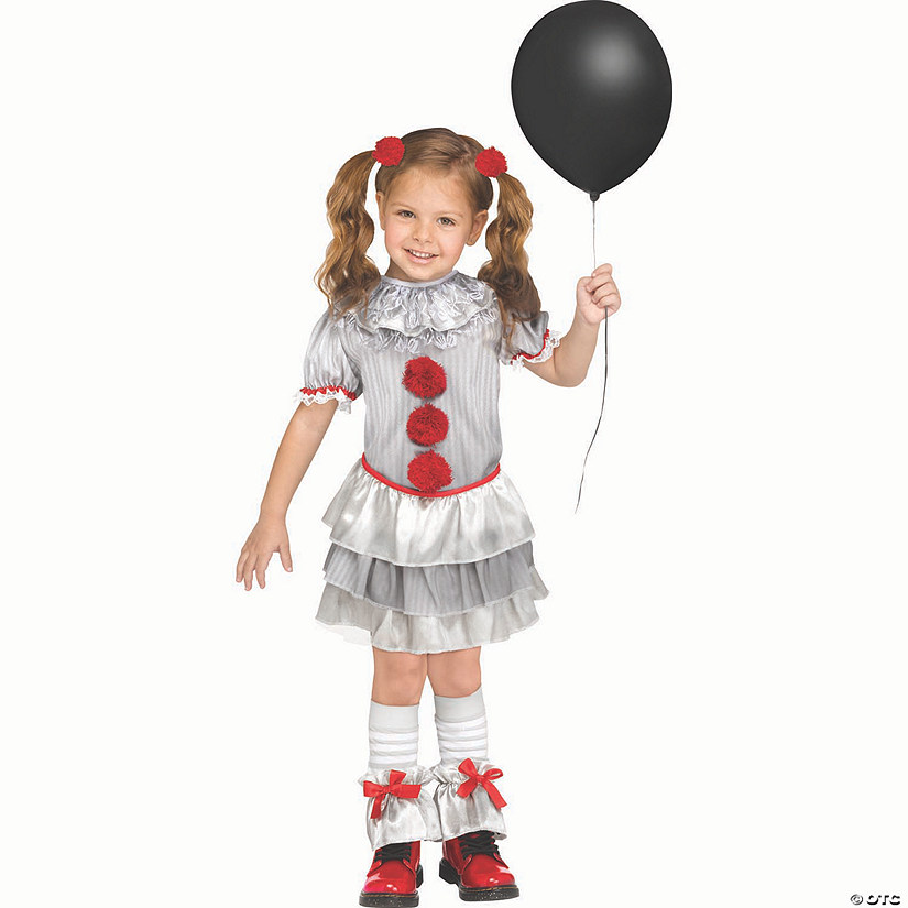Toddler Red, White &amp; Gray Polyester Carnevil Clown Extra Large 4-6 Image