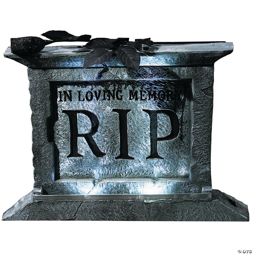Tombstone Pedestal with Rose Halloween Decoration Image