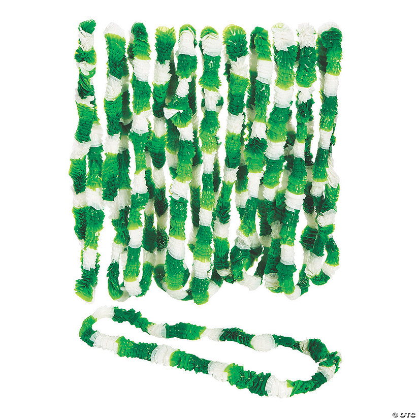 Tri-Color St. Patrick&#8217;s Day Plastic Leis - 12 Pc. Image