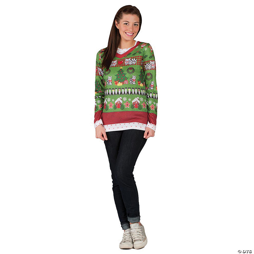 Ugly Christmas Sweater T-Shirt Costume for Women Image