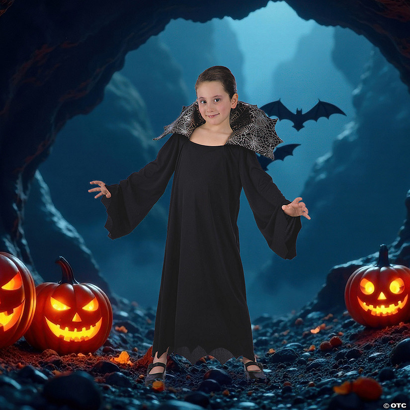 Vampire Girl Child Halloween Costume - Small - Black and Gray Image