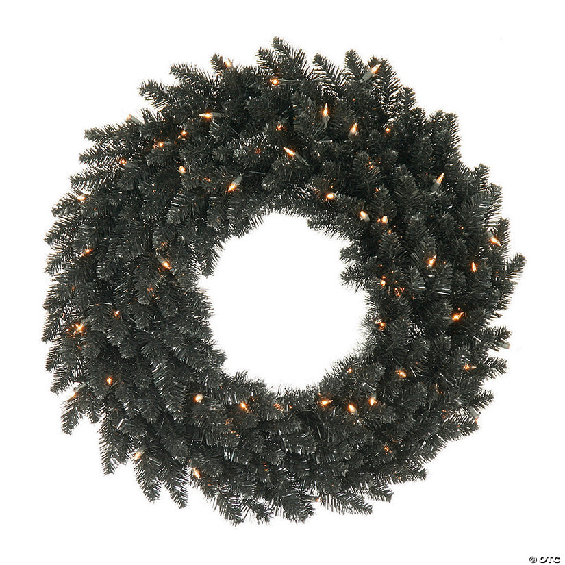 Vickerman 24" Black Fir Christmas Wreath with Warm White LED Lights Image