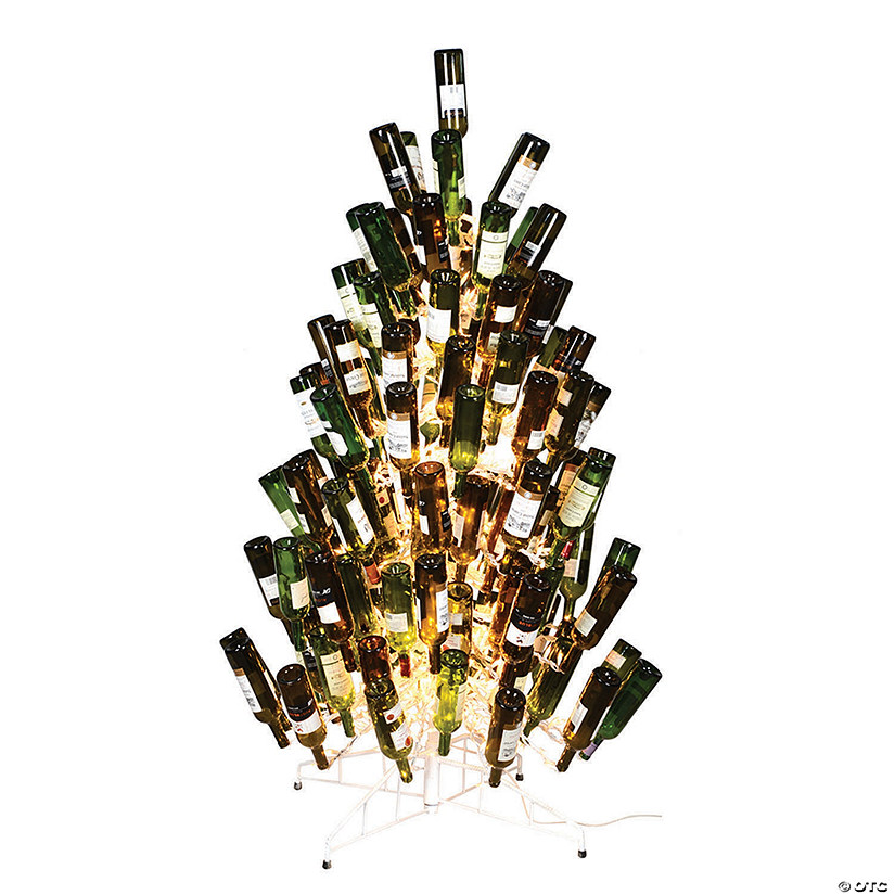 Vickerman 4' White Wine Bottle Tree Clear, Dura-Lit&amp;#174; Mini Lights Image