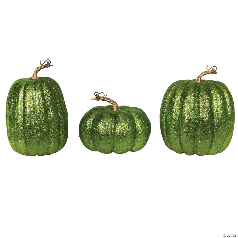 Vickerman 8" Lime Pumpkins Assorted Set of 3. Image