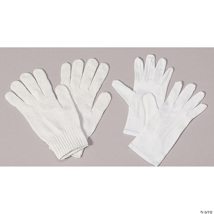 White Cotton Santa Gloves Image