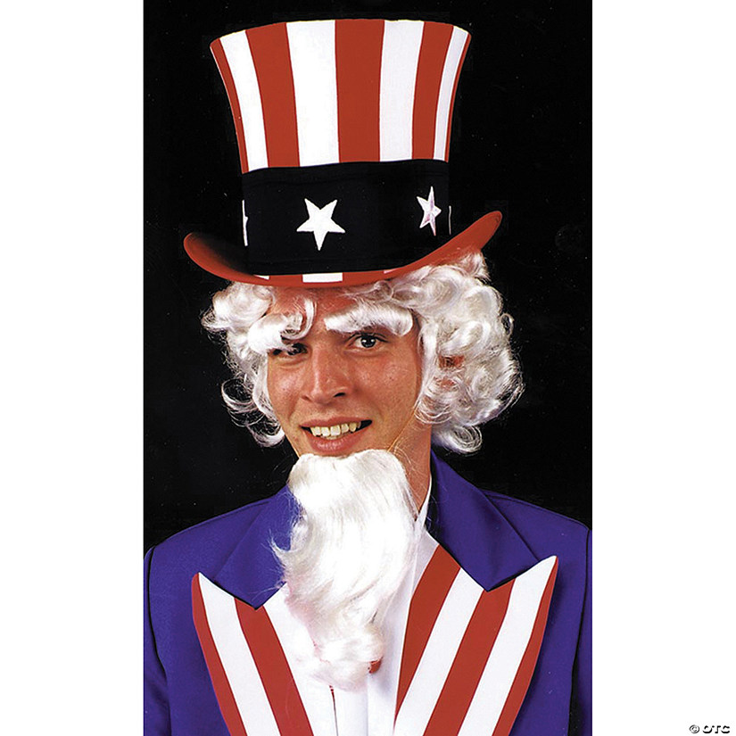 White Uncle Sam Wig with Goatee & Eyebrows Image