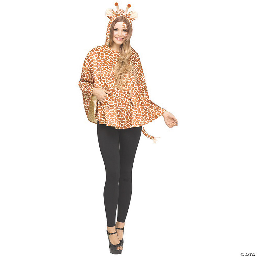Woman&#8217;s Hooded Giraffe Poncho Costume Image