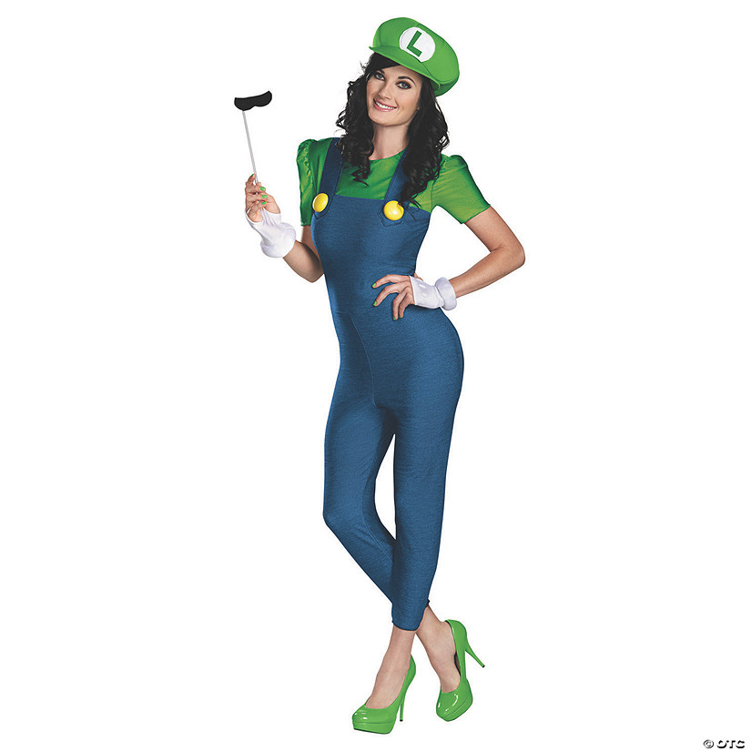 Women&#8217;s Deluxe Super Mario Bros&#8482; Luigi Costume Image