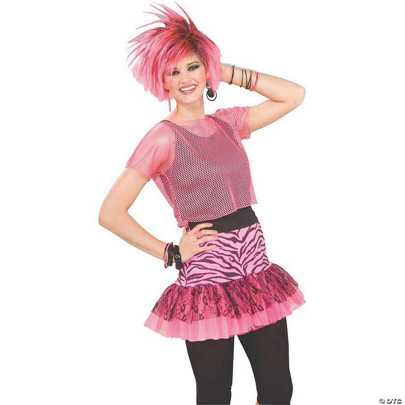 Women&#8217;s Pink Pop Party Skirt Costume - Standard Image