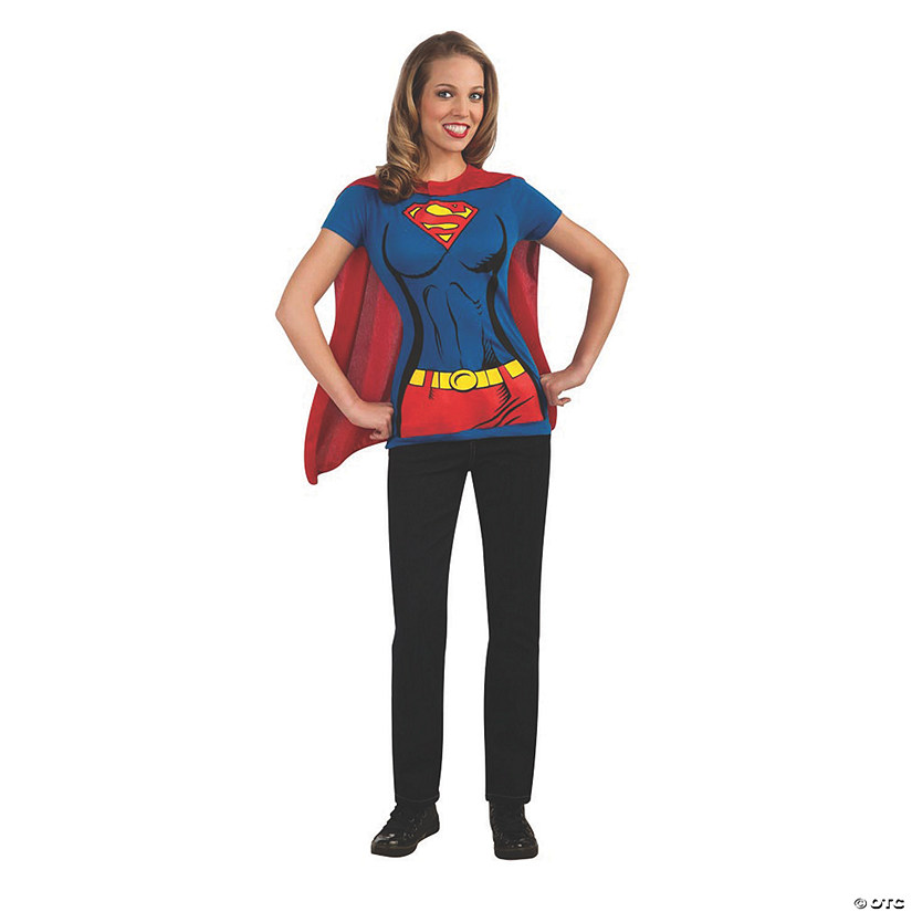 Women&#8217;s Supergirl&#8482; Shirt Costume with Cape - Extra Large Image