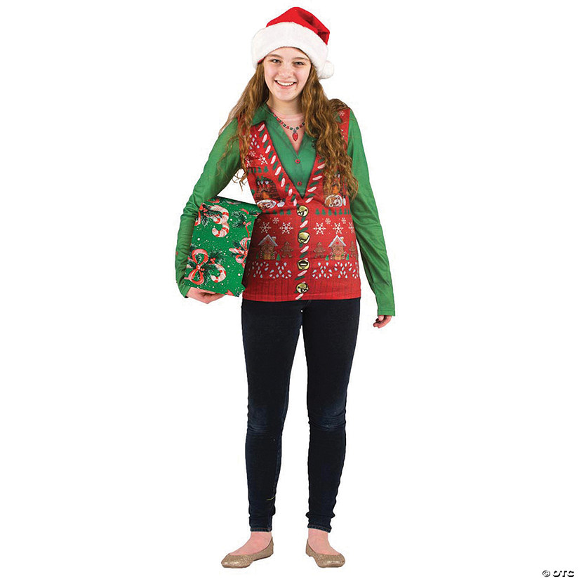 Women&#8217;s Ugly Christmas Sweater Vest T-Shirt - Extra Large Image