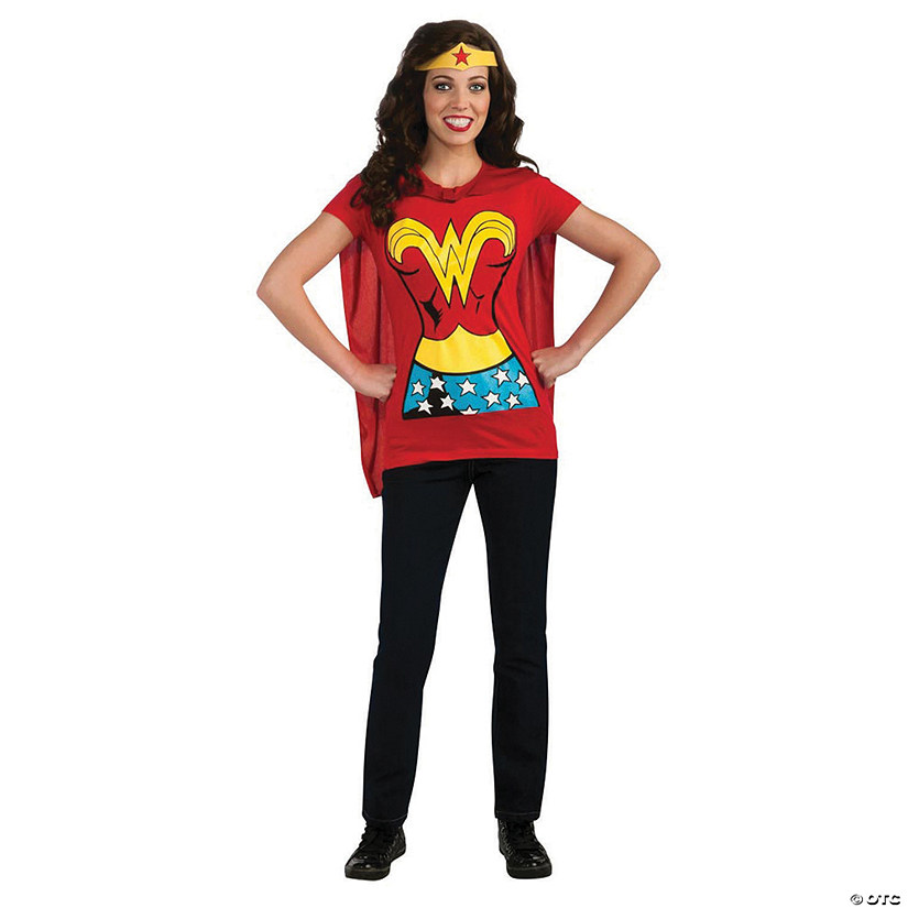 Women&#8217;s Wonder Woman&#8482; Shirt Costume with Cape Image