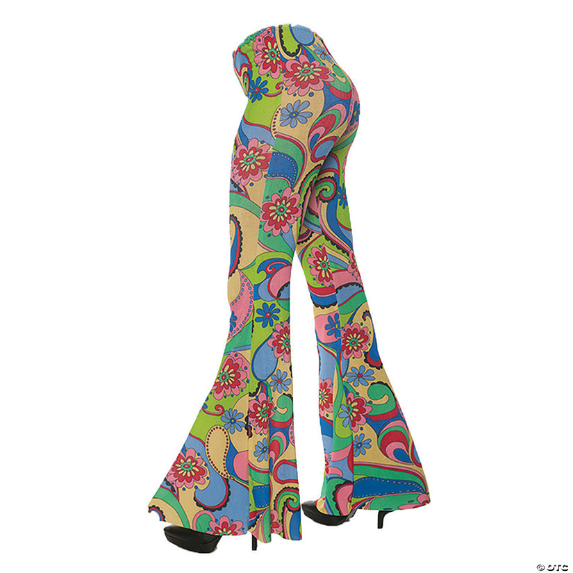 Women's 70's Flower Bell Bottom Pants -Small/Medium Image