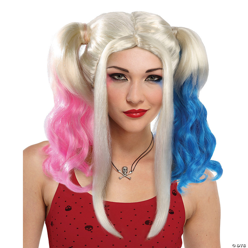 Women's Blonde with Pink &amp; Blue Harley Rules Wig Image