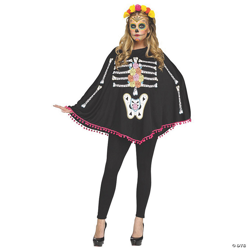 Women's Day of the Dead Poncho Costume Image